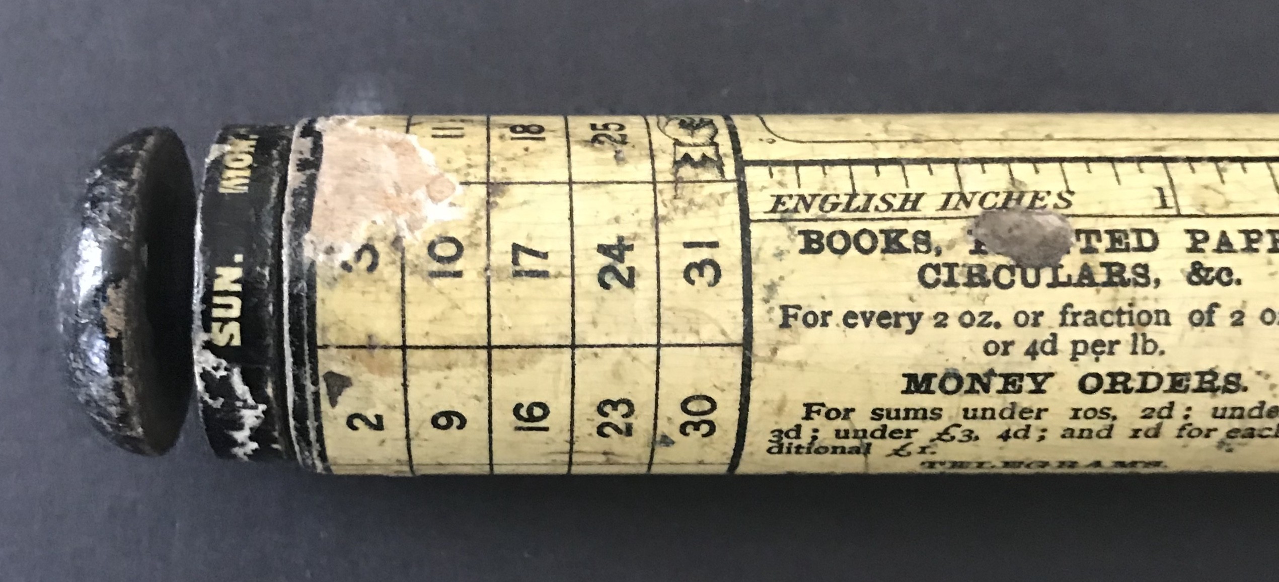 UNUSUAL POSTAL RULER & PERPETUAL CALENDAR IN ACCEPTABLE CONDITION A PRESENT FROM BLACKPOOL - Image 3 of 4