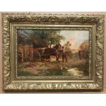 John Falconer Slater 1857-1937. British. Oil on canvas. “Horse and Cart”. Signed.