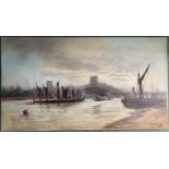 Thomas Hale Sanders act 1880-1906. British. Oil on canvas “Busy Thames River Scene”