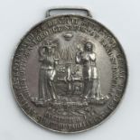 LARGE 1881 HALLMARKED SILVER MEDAL FOR UNITED PATRIOTS NATIONAL BENEFIT SOCIETY OF GREAT BRITAIN