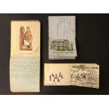 THREE SMALL VINTAGE AUTOGRAPH ALBUMS FULL WITH SKETCHES AND WRITINGS