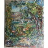 Willy Komatz 1904-1993. German. Oil on canvas. “Colourful Landscape”. Signed.