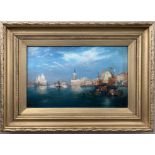 H Walker. Early 20th Century oil on canvas. “View of San Giorgio Maggiore Venice”.