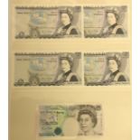 FIVE EARLY FIVE POUND BANKNOTES