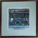 Michael Grey Jones b1950. British. Watercolour. “The Antique Shop Window”.