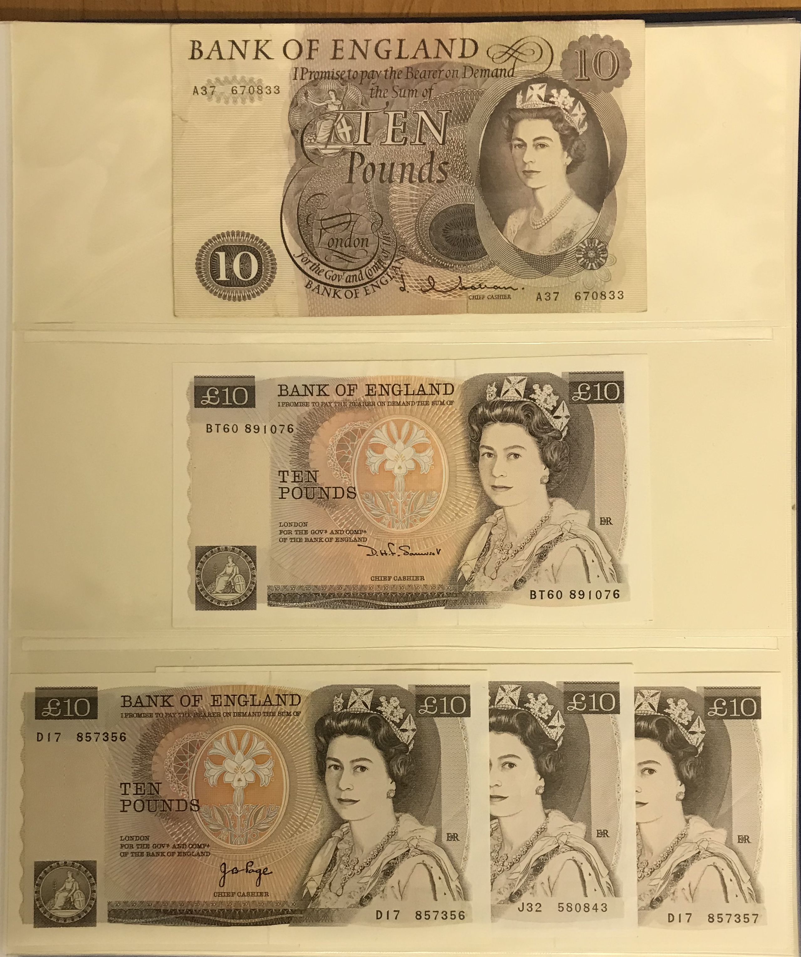 FIVE EARLY TEN POUNDS BANKNOTES