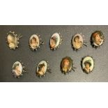 NINE EARLY ENAMEL PORTRAIT BUTTONS