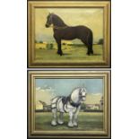 J T Ryder. A pair of oils on canvas and one on board. “Portraits of horses Prince and Noble”. Signed