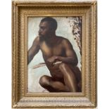 William Wise 1847-1889 British Oil on canvas laid to board “African Tribesman” Signed and dated 1869