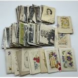 SMALL COLLECTION OF EARLY POSTCARDS INCLUDING SOME SILK