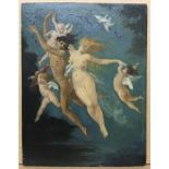 Albert Ernest Carrier Belleuse 1824-1887. French Oil on panel. “Nudes, Cupids and Love Birds” Signed