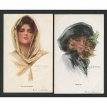 TWO VINTAGE GLAMOUR POSTCARDS