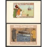 TWO POSTCARDS OF THE RED STAR LINE VINTAGE POSTER SERIES ANTWERPEN - AMERIKA - NEW YORK C5&C7
