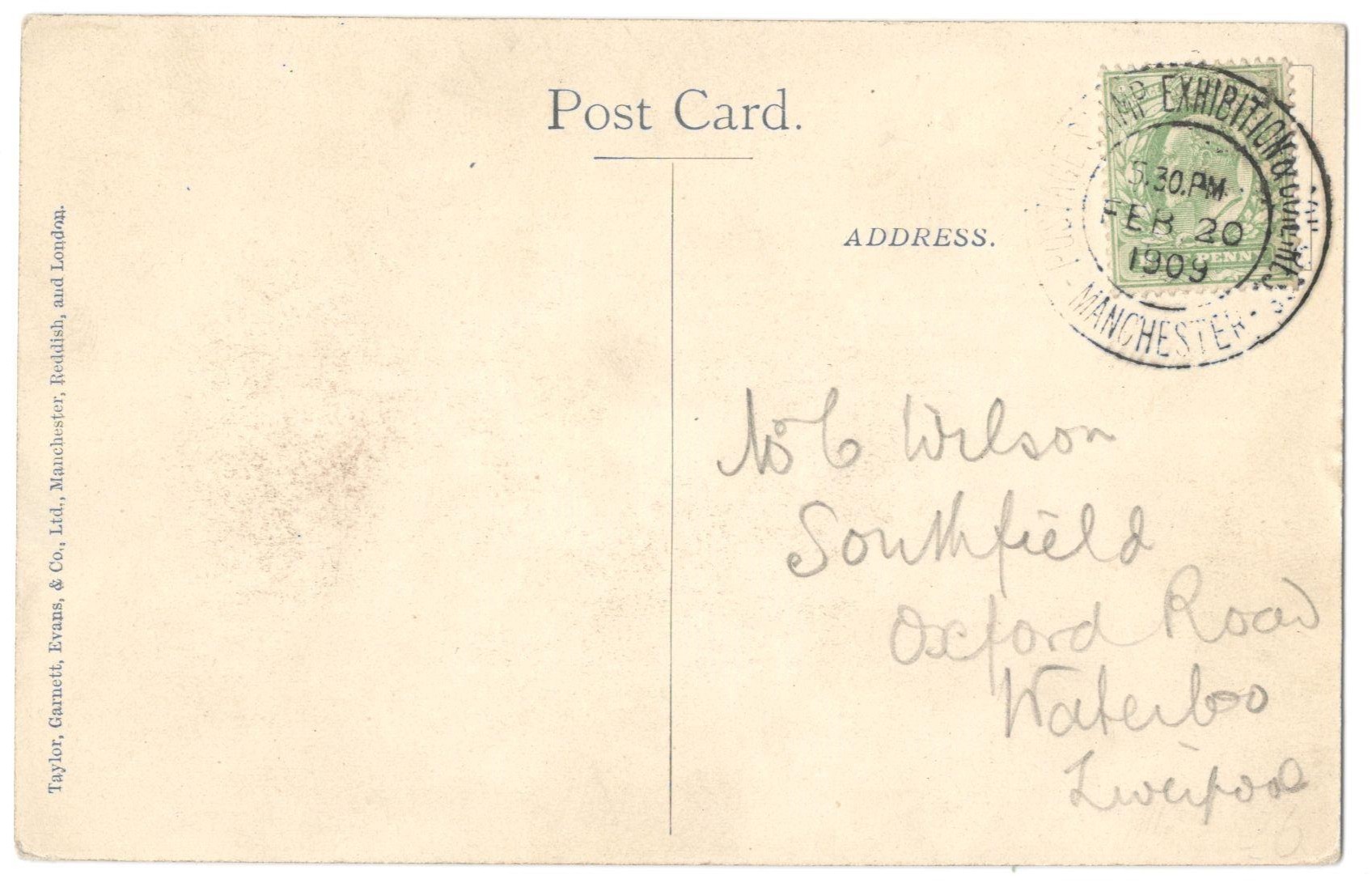 SOUVENIR POSTCARD OF THE MANCHESTER POSTAGE STAMP EXHIBITION & PHILATELIC CONGRESS - Image 2 of 2