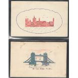 TWO STAMP MONTAGE POSTCARDS IN VARIOUS CONDITION