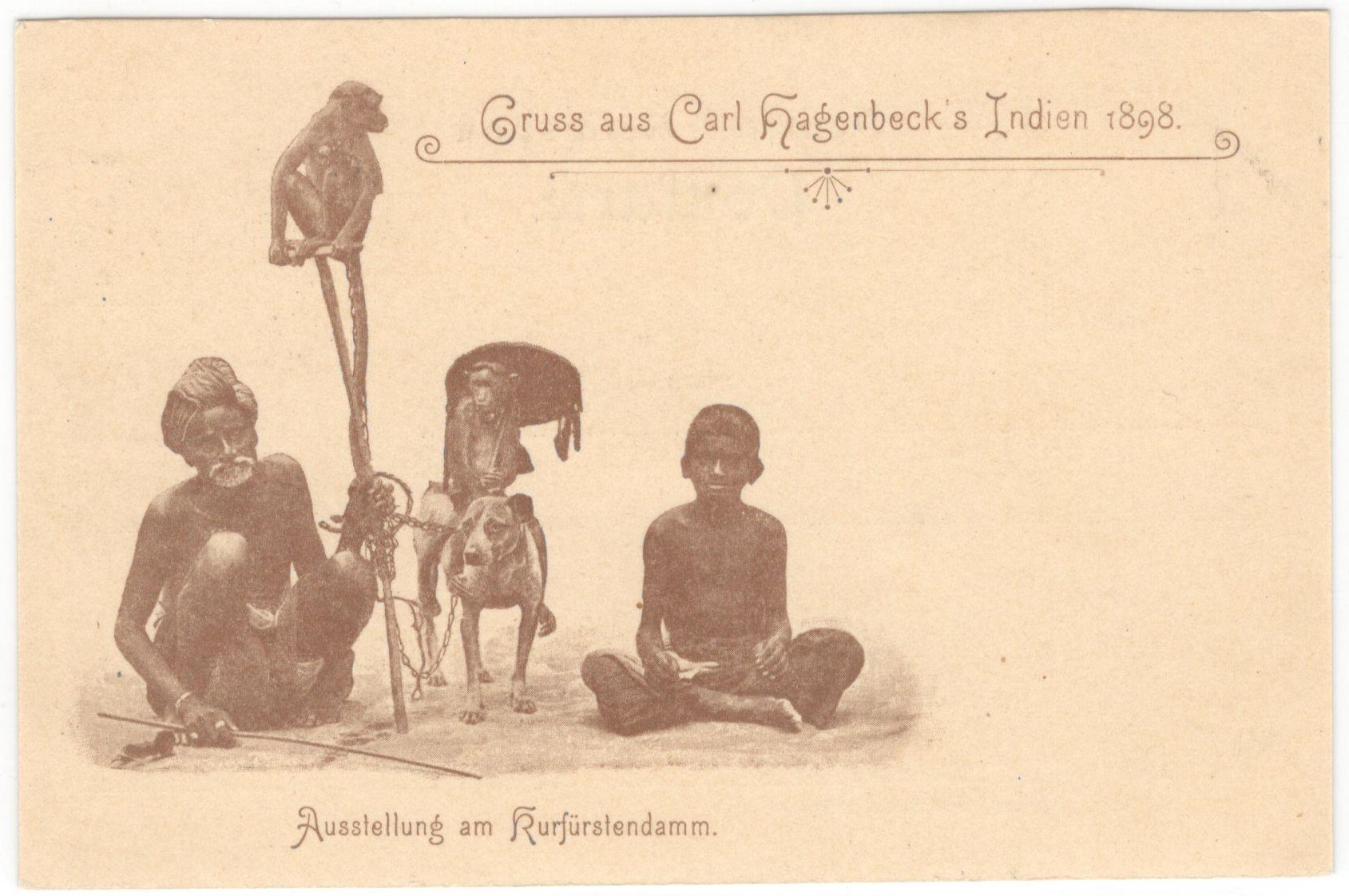 GRUSS AUS CARL HAGENBECK’S INDIEN 1898 UNUSED