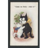 EARLY FELIX THE FILM CAT POSTCARD COME ON FELIX - RISK IT!