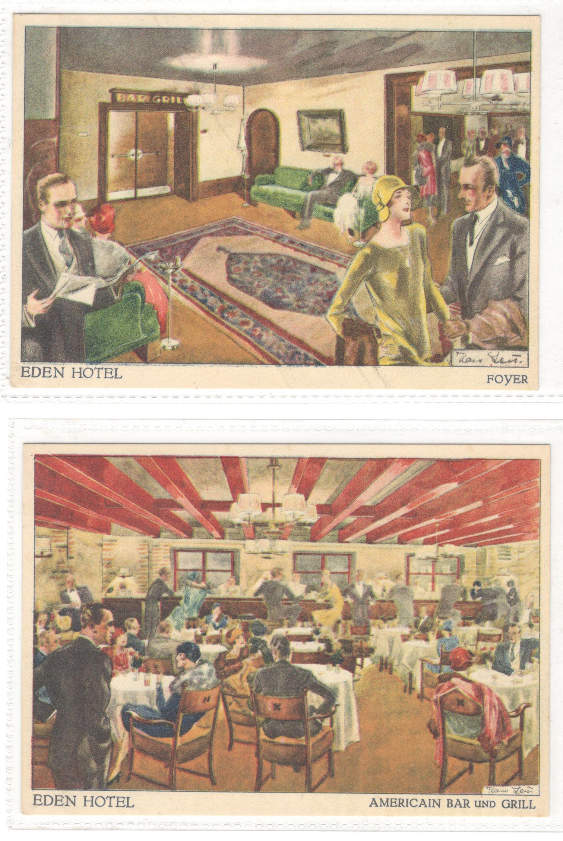 FIVE VINTAGE EDEN HOTEL WEST BERLIN POSTCARDS