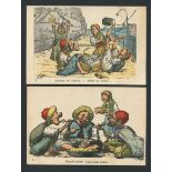 TWO VINTAGE ALGERIAN SIGNED ARTIST POSTCARDS