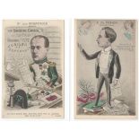 TWO EARLY FRENCH ESPERANTO PROPAGANDA CARTOON POSTCARDS