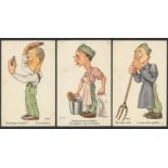 THREE VINTAGE CARTOON POSTCARD SHOWING GERMAN SOLDIERS