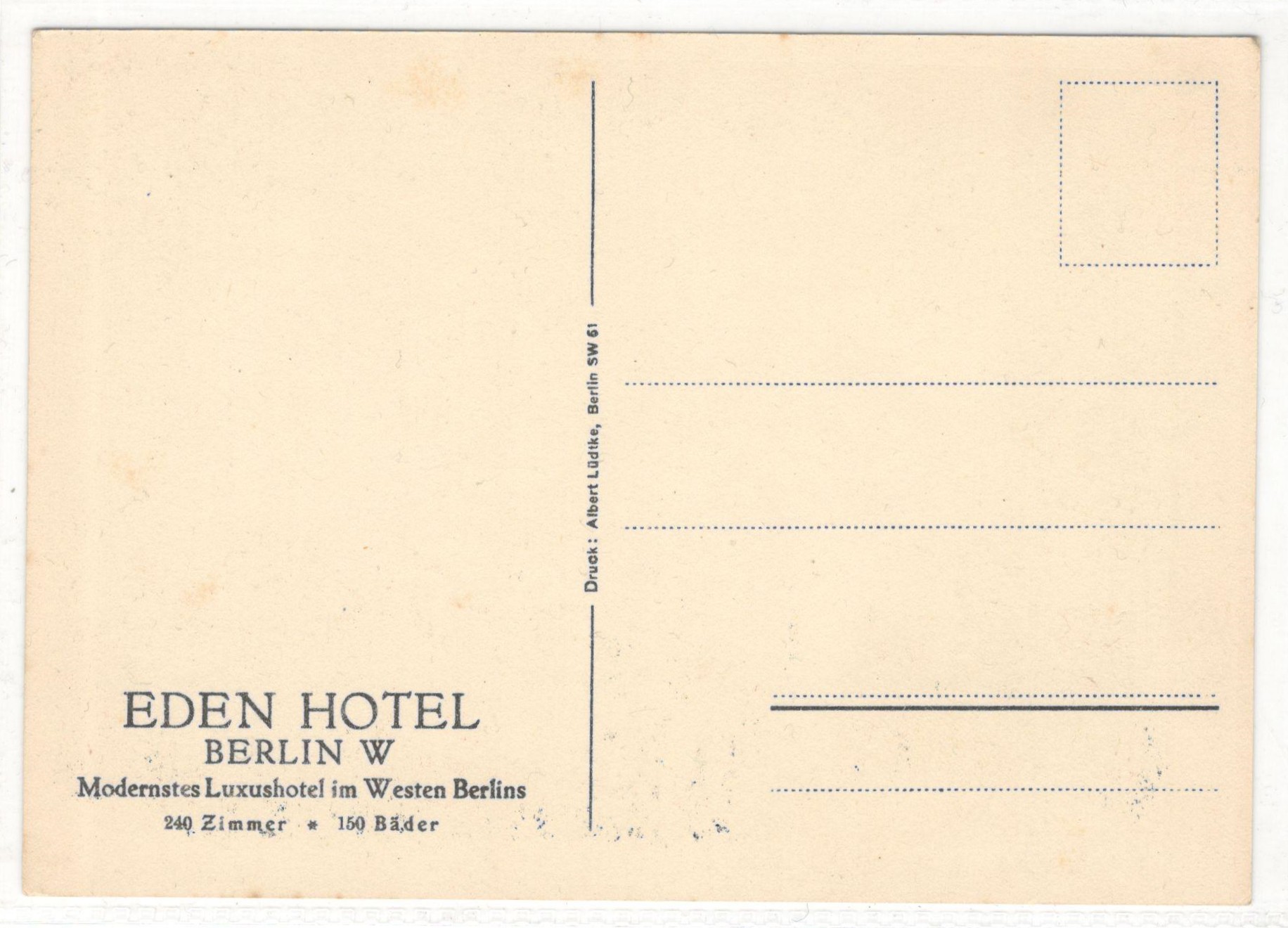 FIVE VINTAGE EDEN HOTEL WEST BERLIN POSTCARDS - Image 6 of 6