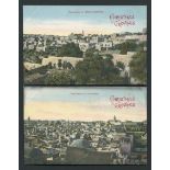 JEWISH INTEREST TWO VINTAGE CHRISTMAS GREETINGS POSTCARDS PANORAMA OF JERUSALEM / BETHLEHEM