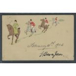 ANTIQUE POSTCARD SHOWING HORSE RIDING POSTED 1904
