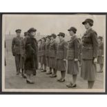 1939 PHOTOGRAPH OF MRS. CHAMBERLAIN INSPECTING AUXILIARY TERRITORIAL SERVICE