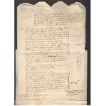 ANTIQUE MANUSCRIPT INVENTORY FROM 1743 WITH A SEAL AND ATTACHED ANOTHER DOCUMENT