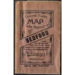 ANTIQUE GENERAL GUIDE MAP TO THE DISTRICT OF BEDFORD BY J W HARDING WITH LOCAL ADVERTISING