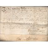 ANTIQUE MANUSCRIPT FROM 1675 & A SEAL IN LATIN & ENGLISH