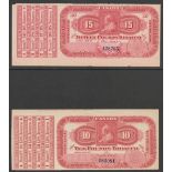 QUEEN VICTORIA CANADA EXCISE STAMPS SERIES OF 1897 TEN & FIFTEEN POUNDS TOBACCO