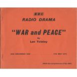 BBC RADIO DRAMA WAR AND PEACE BY LAV TOLSTOY DECEMBER 1969 - MAY 1970