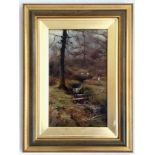 Chisholm Cole 1871-1902. British. Oil on canvas. “Sheep Grazing by a Stream”. Signed.