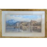 Edward Wake Hereford. British. Watercolour. ‘Italian Lake Scene with Boats”