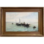 Alfred Harvey Moore 1843-1905. British. Oil on canvas. “St Ives Fishermen Returning Home”.