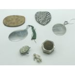 GROUP OF INTERESTING ITEMS INCLUDING HAND MIRRORS AND A UNUSUAL MINIATURE DOLL & COSTUME JEWELLERY