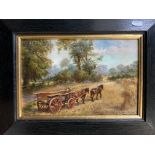 OIL ON BOARD BY HARRY PAYNE HAYMAKERS HORSE & CART