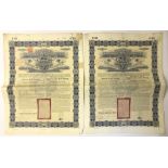 TWO CHINESE IMPERIAL GOVERNMENT 1898 5% GOLD LOAN £25 BOND CERTIFICATES