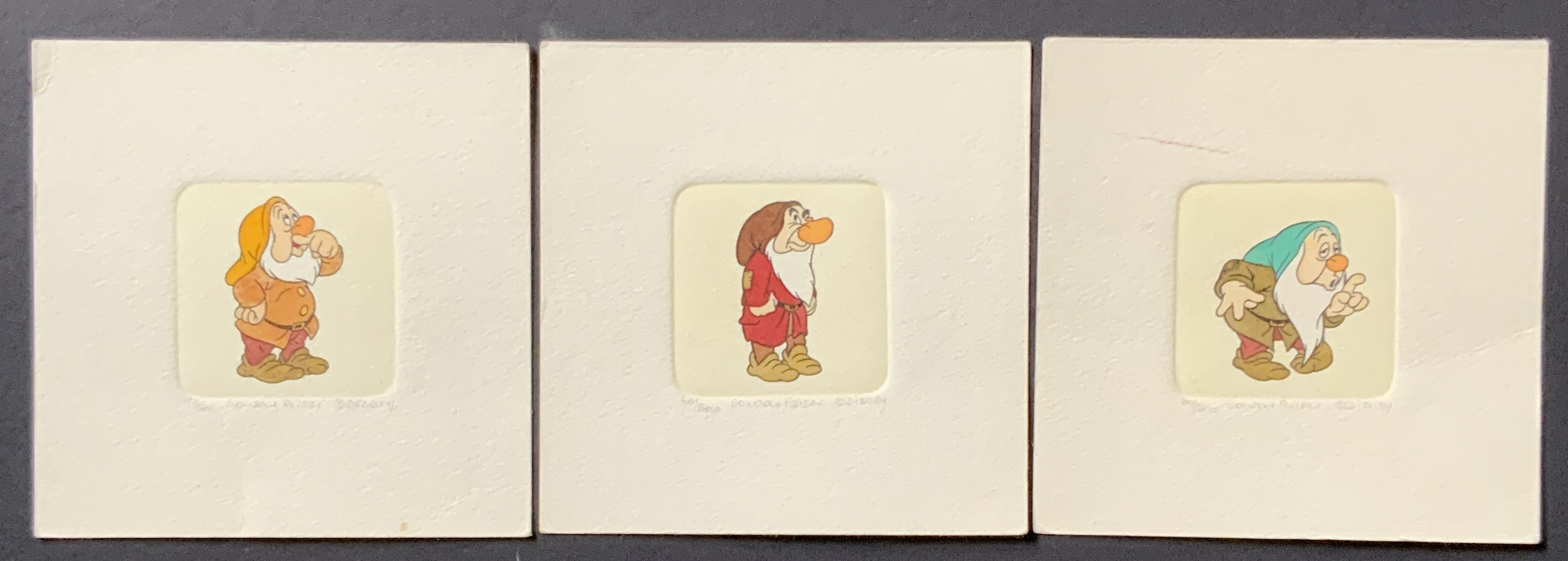 THREE SOWA & REISER ETCHINGS WITH THREE OF SEVEN DWARFS FROM DISNEY SNOW WHITE