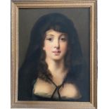 L Magill British. Oil on canvas. “Portrait of a lady Wearing a Cape”. Inscribed on the back.