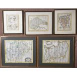 GROUP OF FIVE ANTIQUE AND LATER MAPS