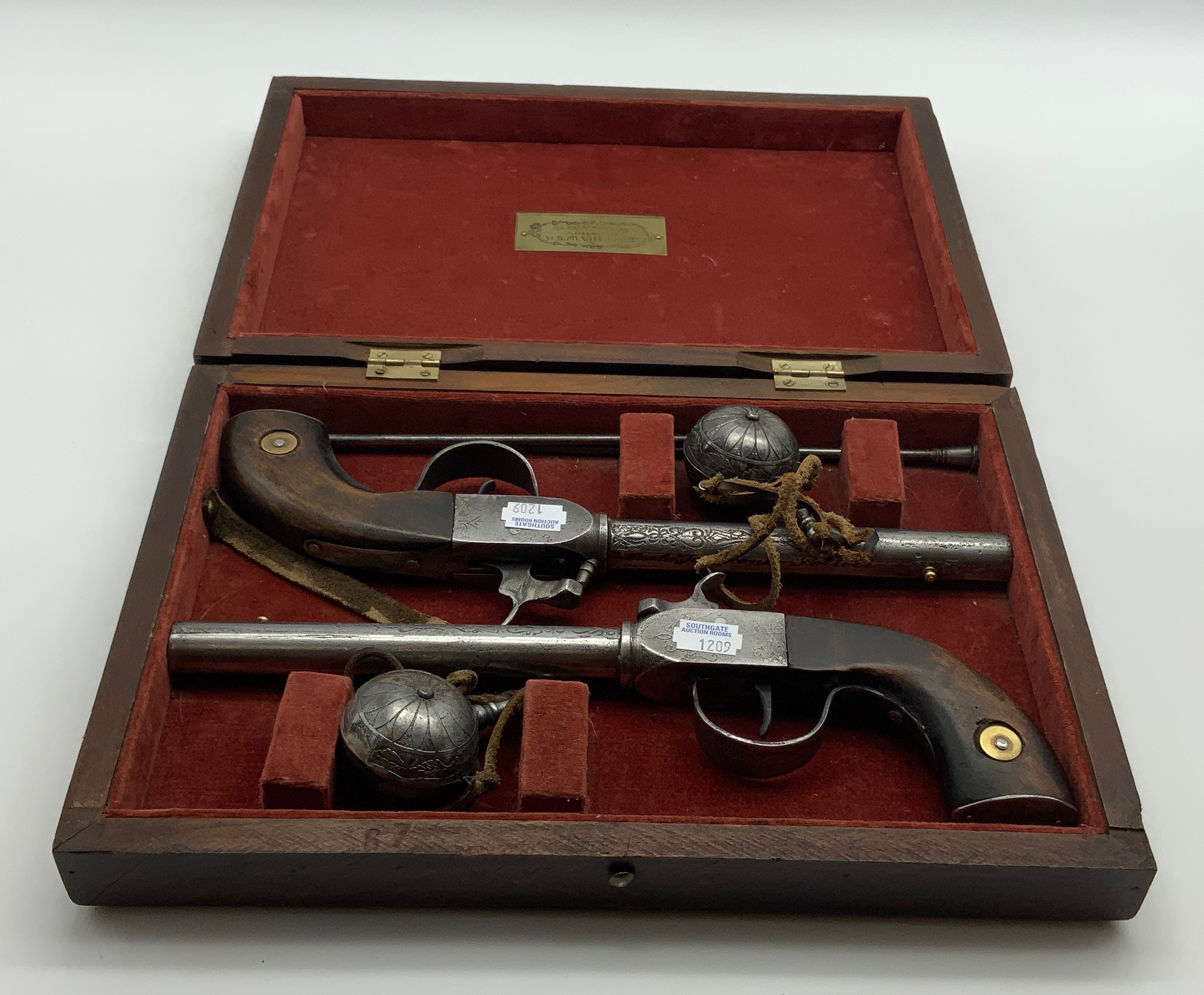 CASED PAIR OF ITALIAN PISTOLS SIGNED CARLO INNOCENZO SERTOLI 1860’s - Image 2 of 5