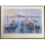 MICHAEL OGDEN SIGNED LIMITED EDITION PRINT - GONDOLAS BY SAN GIORGIO