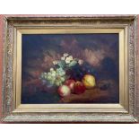 Charles Thomas Bale act 1866-1875. Oil on canvas. “Still Life of Peaches, Plums, Pears and Grapes”.