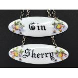 PAIR OF PORCELAIN HALLMARKED SILVER DECANTER LABELS