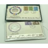 TWO FIRST DAY COVERS WITH STERLING SILVER MEDAL