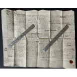 ANTIQUE MANUSCRIPT INDENTURE 1744 CUMBERLAND