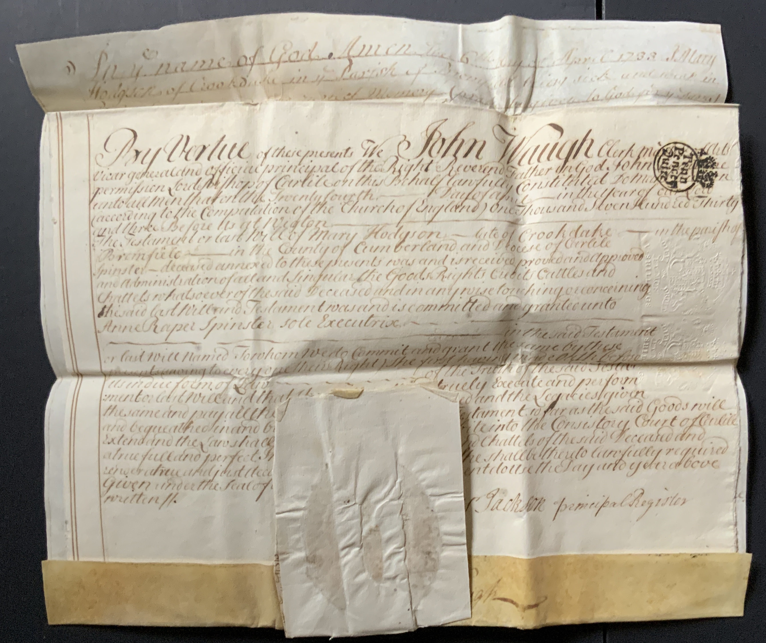 1733 VELLUM MANUSCRIPT DOCUMENT